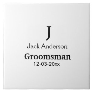 SIMPLE MINIMAL add your name custom groomsman Tile