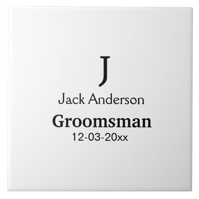 SIMPLE MINIMAL add your name custom groomsman  Tile (Front)