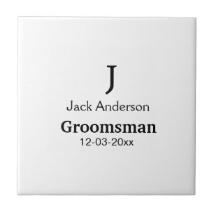 SIMPLE MINIMAL add your name custom groomsman Tile