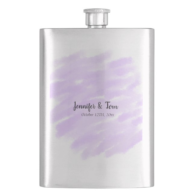 simple minimal add your name custom wedding unity  hip flask (Front)