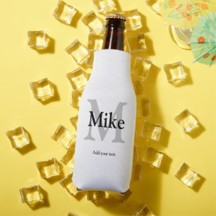 simple minimal add your name MONOGRAM GROOMSMEN Bottle Cooler