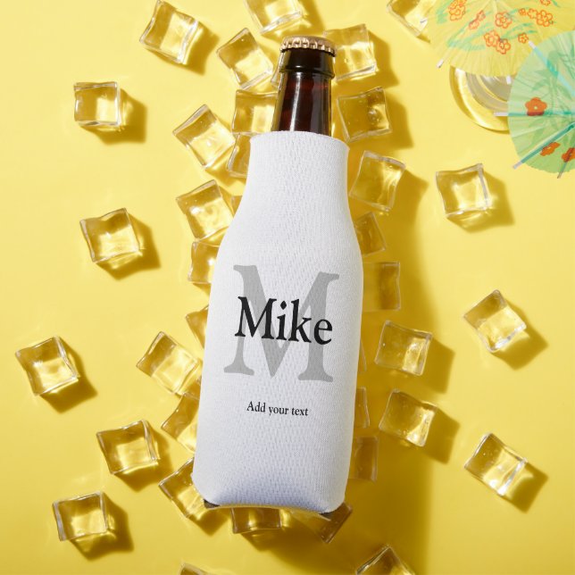 simple minimal add your name MONOGRAM GROOMSMEN  Bottle Cooler (In Situ Summer)