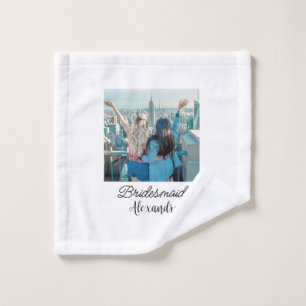 simple minimal add your name photo bridesmaid name wash cloth