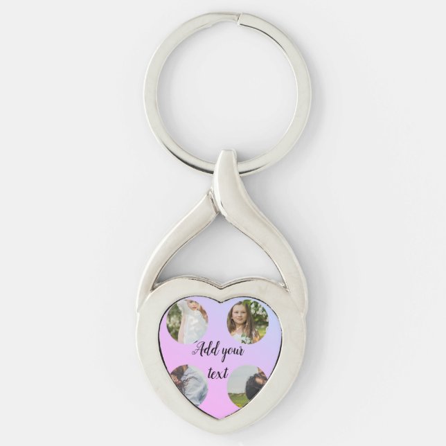 simple minimal add your name photo collage text    keychain (Front)