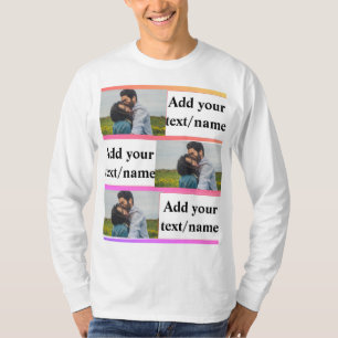 simple minimal add your name photo colorful stripe T-Shirt