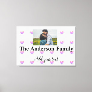 simple minimal add your name photo monogram heart canvas print