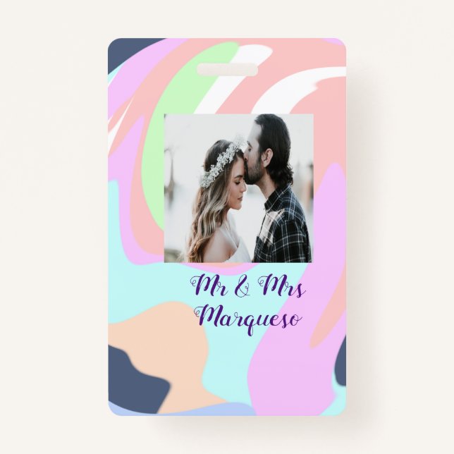 simple minimal add your name photo pastel paint ef badge (Front)