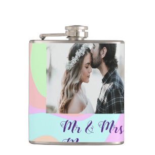 simple minimal add your name photo pastel paint ef hip flask