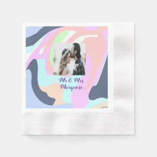 simple minimal add your name photo pastel paint ef napkin