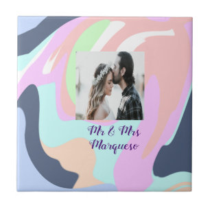 simple minimal add your name photo pastel paint ef tile