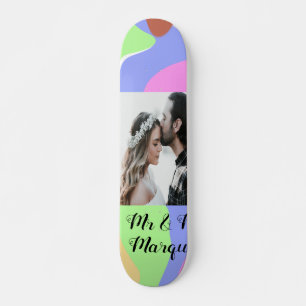 simple minimal add your name photo pink blue green skateboard