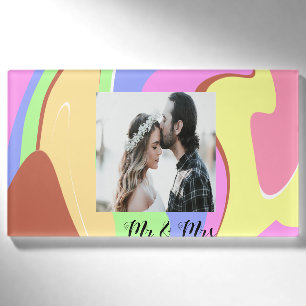 simple minimal add your name photo pink blue green tag