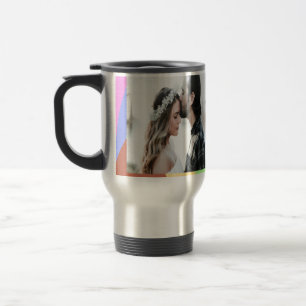 simple minimal add your name photo pink blue green travel mug
