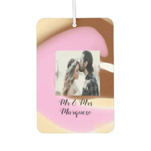 simple minimal add your name photo pink yellow bro air freshener