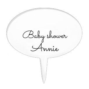 simple minimal add your name text baby shower thro cake pick