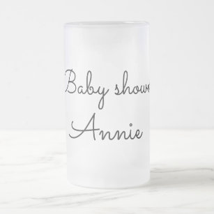 simple minimal add your name text baby shower thro frosted glass beer mug