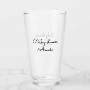 simple minimal add your name text baby shower thro glass