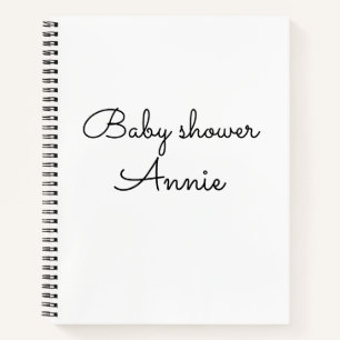 simple minimal add your name text baby shower thro notebook