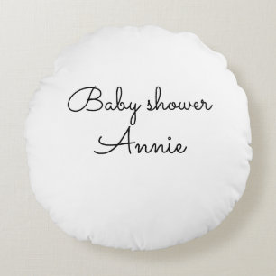 simple minimal add your name text baby shower thro round pillow