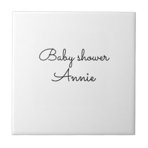 simple minimal add your name text baby shower thro tile
