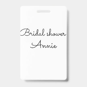 simple minimal add your name text bridal shower t badge