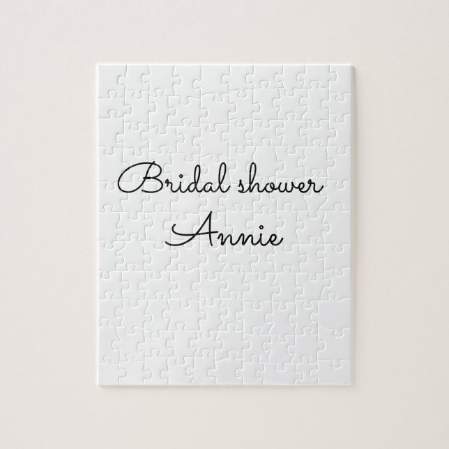 simple minimal add your name text bridal shower  t jigsaw puzzle (Vertical)