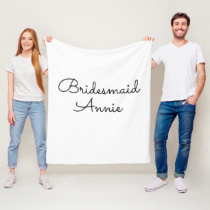 simple minimal add your name text bridesmaid gift  fleece blanket