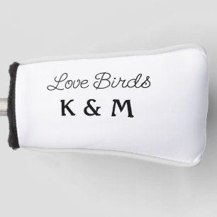 simple minimal add your name text love birds text golf head cover