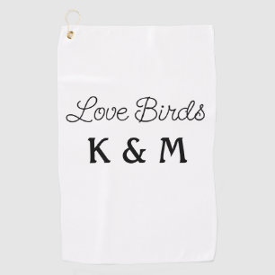simple minimal add your name text love birds text  golf towel