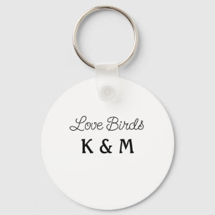 simple minimal add your name text love birds text keychain