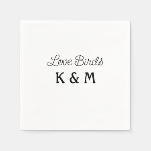 simple minimal add your name text love birds text napkin