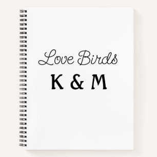 simple minimal add your name text love birds text  notebook