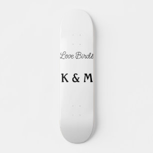 simple minimal add your name text love birds text skateboard