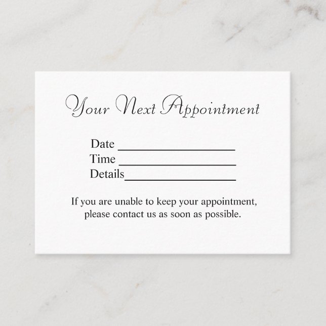 simple minimal add your name text pictures appoint appointment card (Front)
