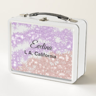 Simple minimal add your name text place city custo metal lunch box