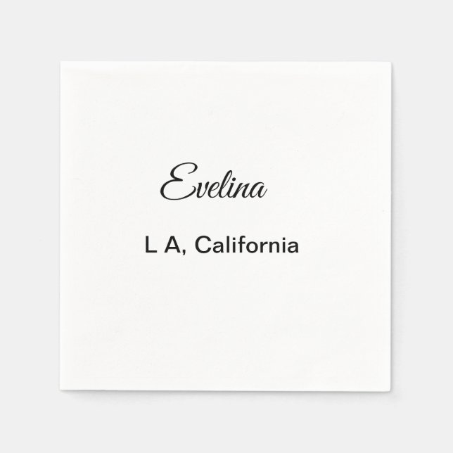 Simple minimal add your name text place city custo napkin (Front)