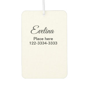 Simple minimal add your name text place city phone air freshener