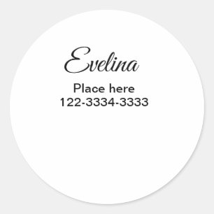 Simple minimal add your name text place city phone classic round sticker