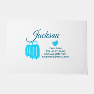 Simple minimal add your name text place city phone doormat