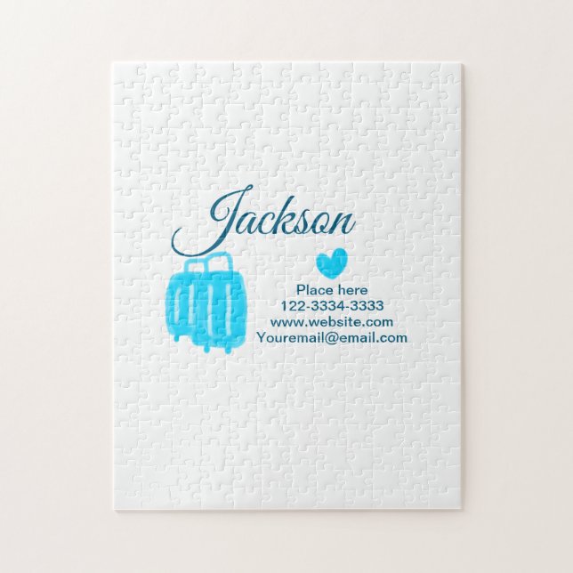 Simple minimal add your name text place city phone jigsaw puzzle (Vertical)