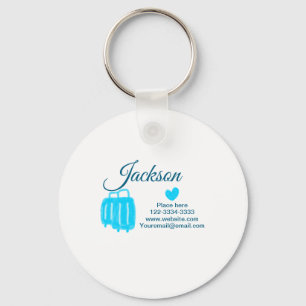 Simple minimal add your name text place city phone keychain