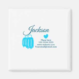 Simple minimal add your name text place city phone magnet