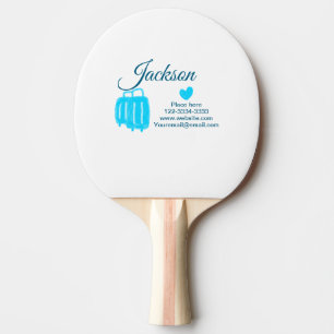 Simple minimal add your name text place city phone ping pong paddle