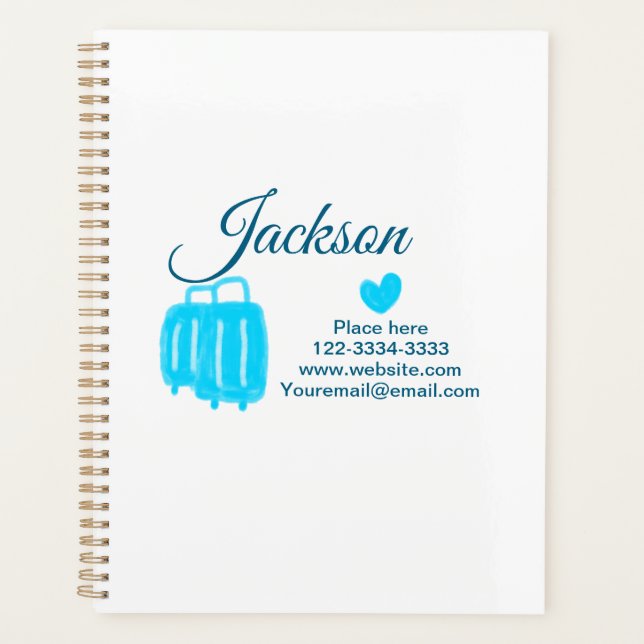 Simple minimal add your name text place city phone planner (Front)