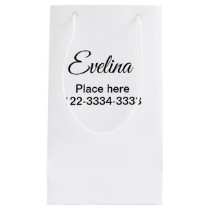 Simple minimal add your name text place city phone small gift bag