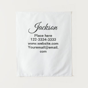Simple minimal add your name text place city phone tapestry