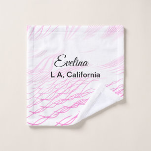 Simple minimal add your name text place city pink wash cloth