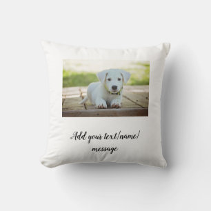 simple minimal add your pet photo name collage throw pillow