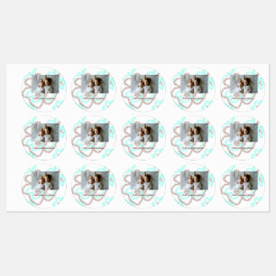 simple minimal ADD YOUR PHOTO TEXT blue glitter Th