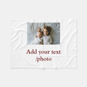 simple minimal ADD YOUR PHOTO TEXT CHRISTMAS     Fleece Blanket